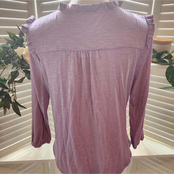 BEACON NWOT APPAREL SMOCKED SHOULDER PURPLE BLOUSE MULTIPLE SIZES - Picture 4 of 4